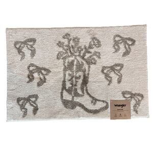 Wrangler Cowboy Boot Bows Bath Rug Cream Brown Western Decor 20x30 Line Dance